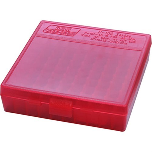 BOXES MTM Case-Gard FLIP TOP PISTOL AMMO BOX 9MM-380 ACP 100 ROUND RED -Brownells UK